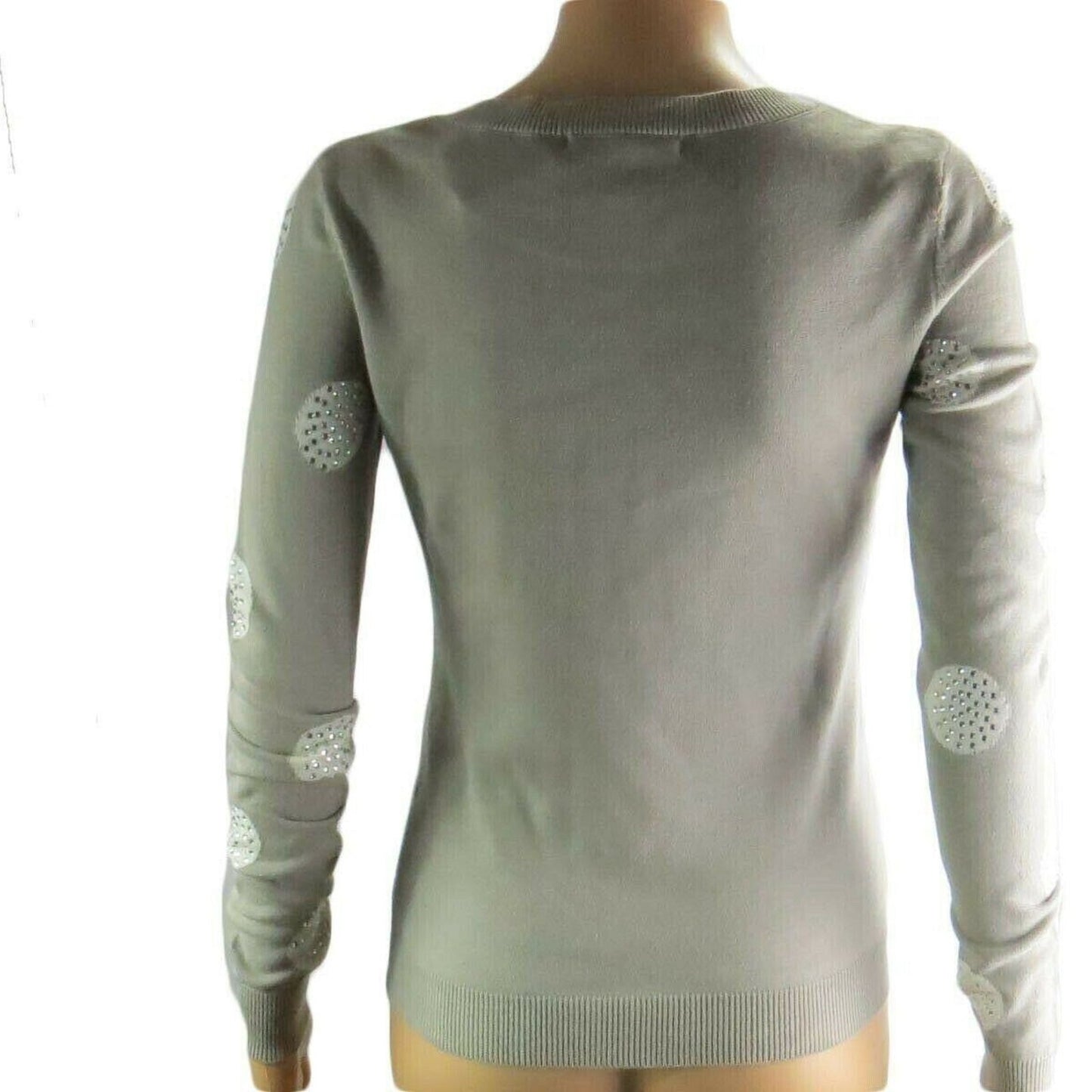 Grace Elements Women's Polka Dot Crew Neck Sweater Sz XS Gray/White