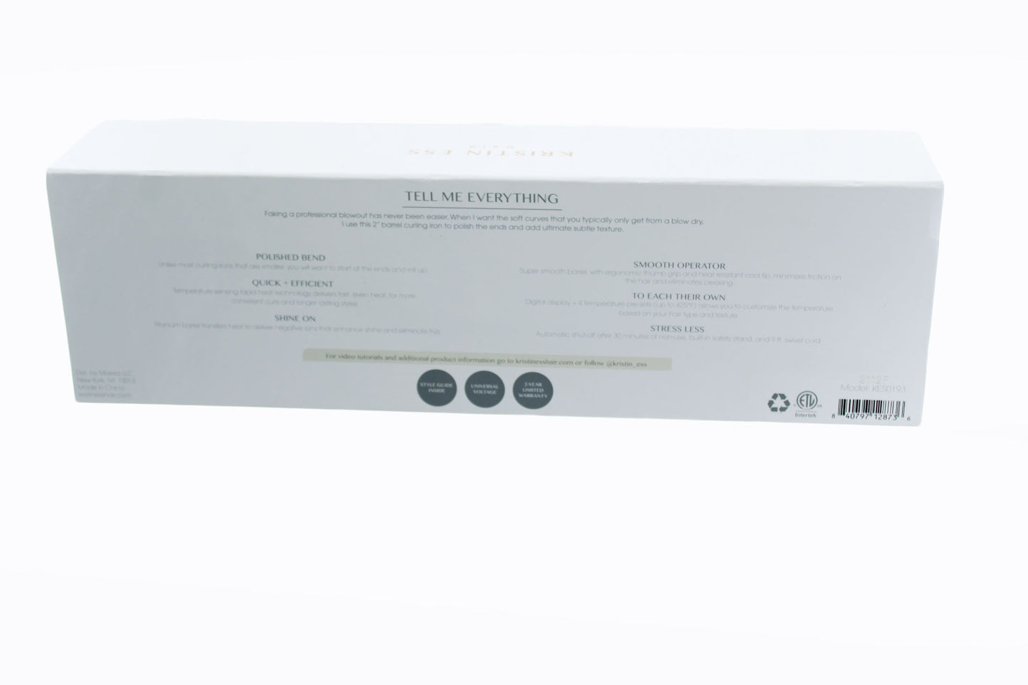 Kristin Ess Titanium Curling Iron for Big Blowout Waves 2 Inches