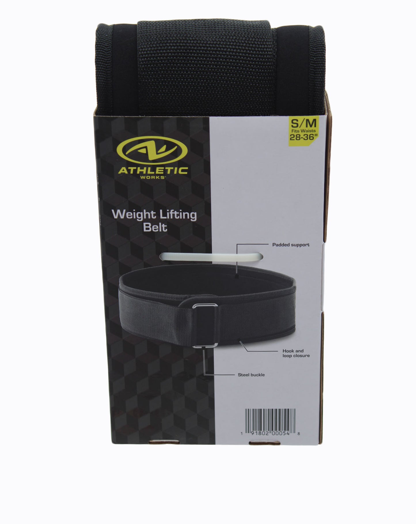 Athletic Works Weight Lifting Belt S/M Black Durable Nylon Back Support Adjustable Great For Weightlifters Wrestlers
