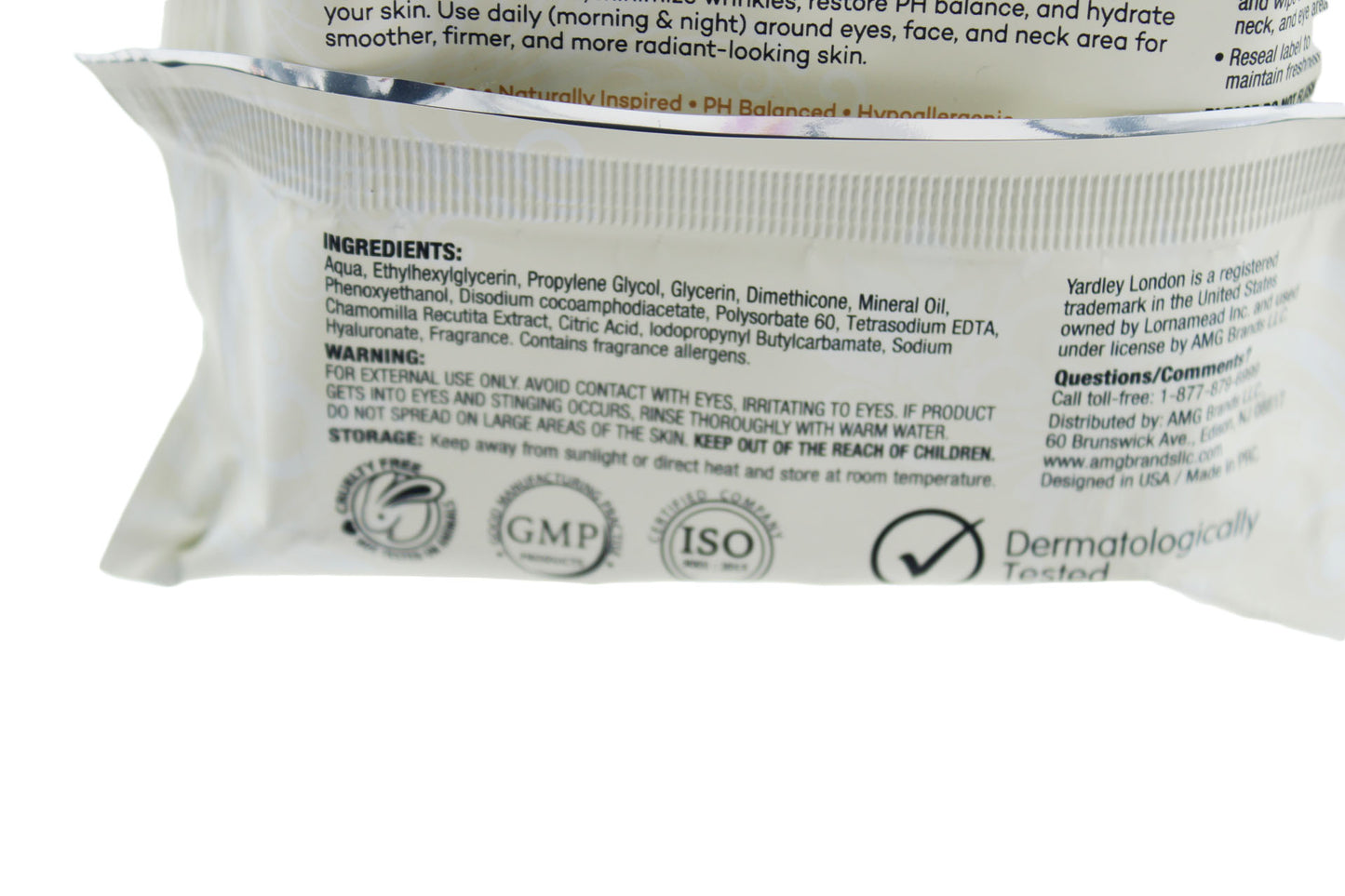 Face Wipes 2 Pack Yardley London Deep Cleansing WIth Hyaluronic Acid Essence 25 Wipes