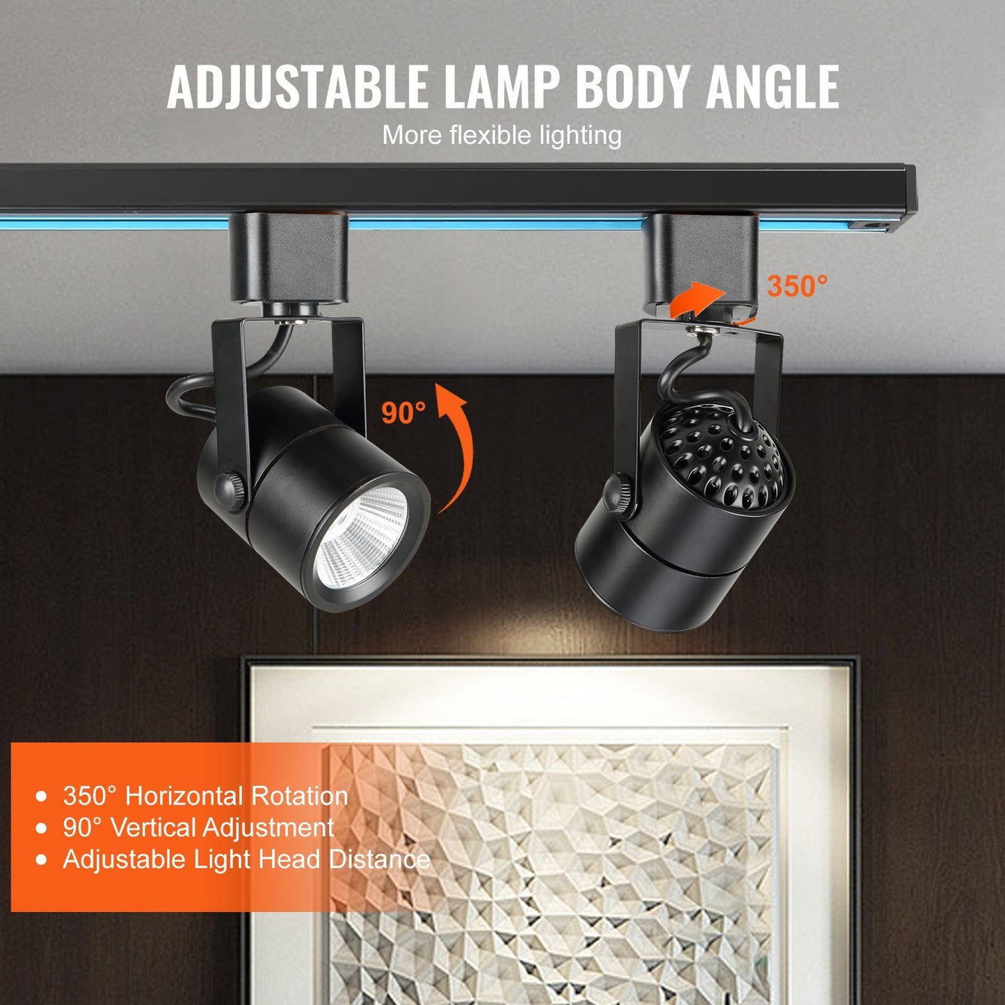 LED Track Lighting Heads, 6.5W 3000K 470lm Warm White, Dimmable H Type Track Light Head, CRI85+ True Color Rendering Adjustable Tilt Angle Track Lighting Fixture for Accent Retail, 12 Pack Black