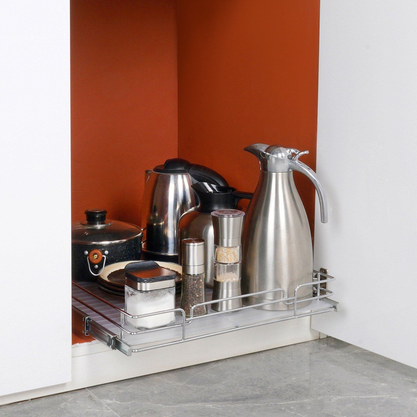 20"W x 21"D Pull Out Cabinet Organizer, Heavy Duty Slide Out Pantry Shelves, Chrome-Plated Steel Roll Out Drawers, Sliding Drawer Storage for Home, Inside Kitchen Cabinet, Bathroom, Under Sink