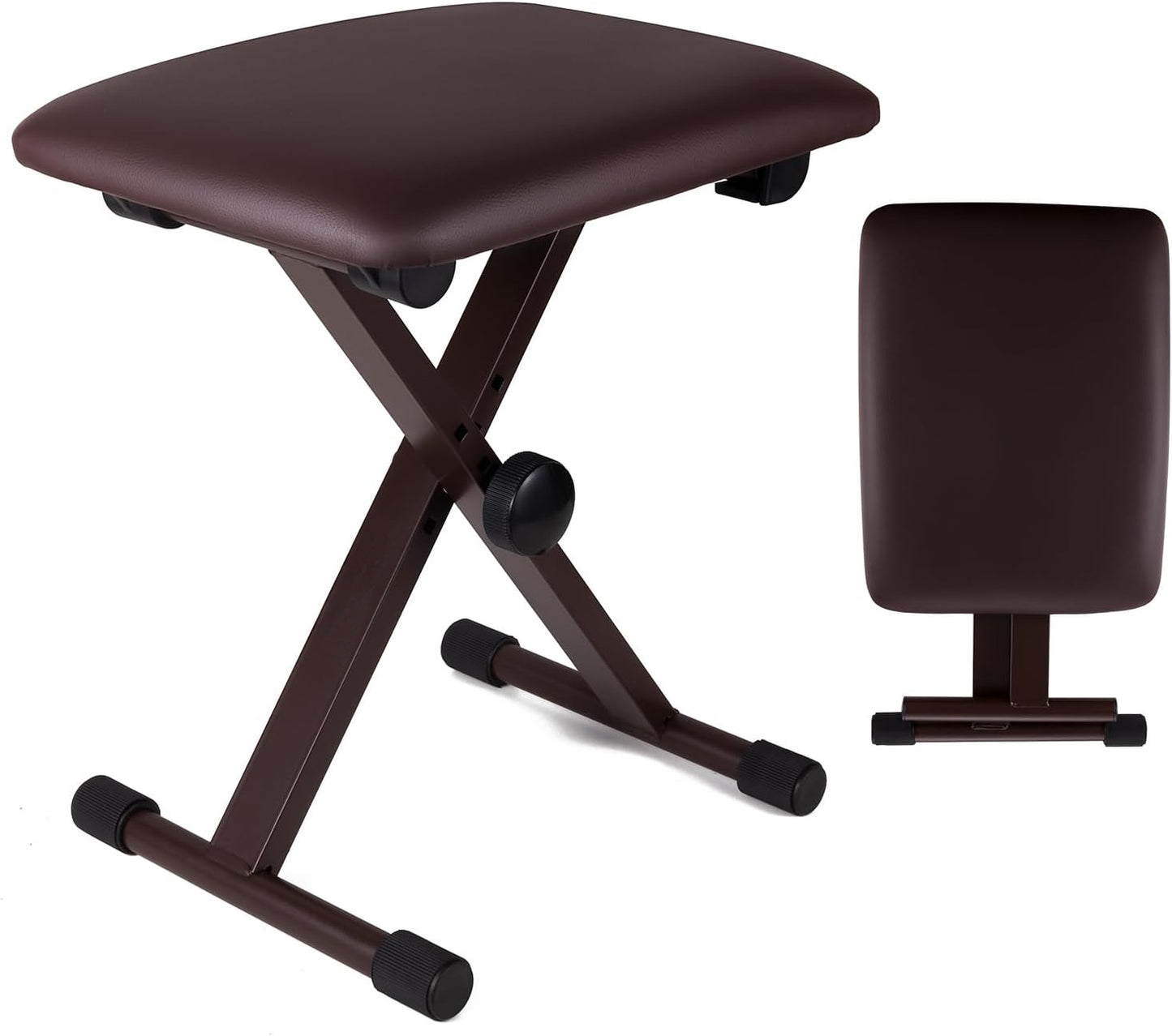 5 Core Keyboard Bench X Style Piano Stool Thick Padded Seat 16.3 to 19.6 inch Adjustable Keyboards Chair Brown - KBB 02 BR
