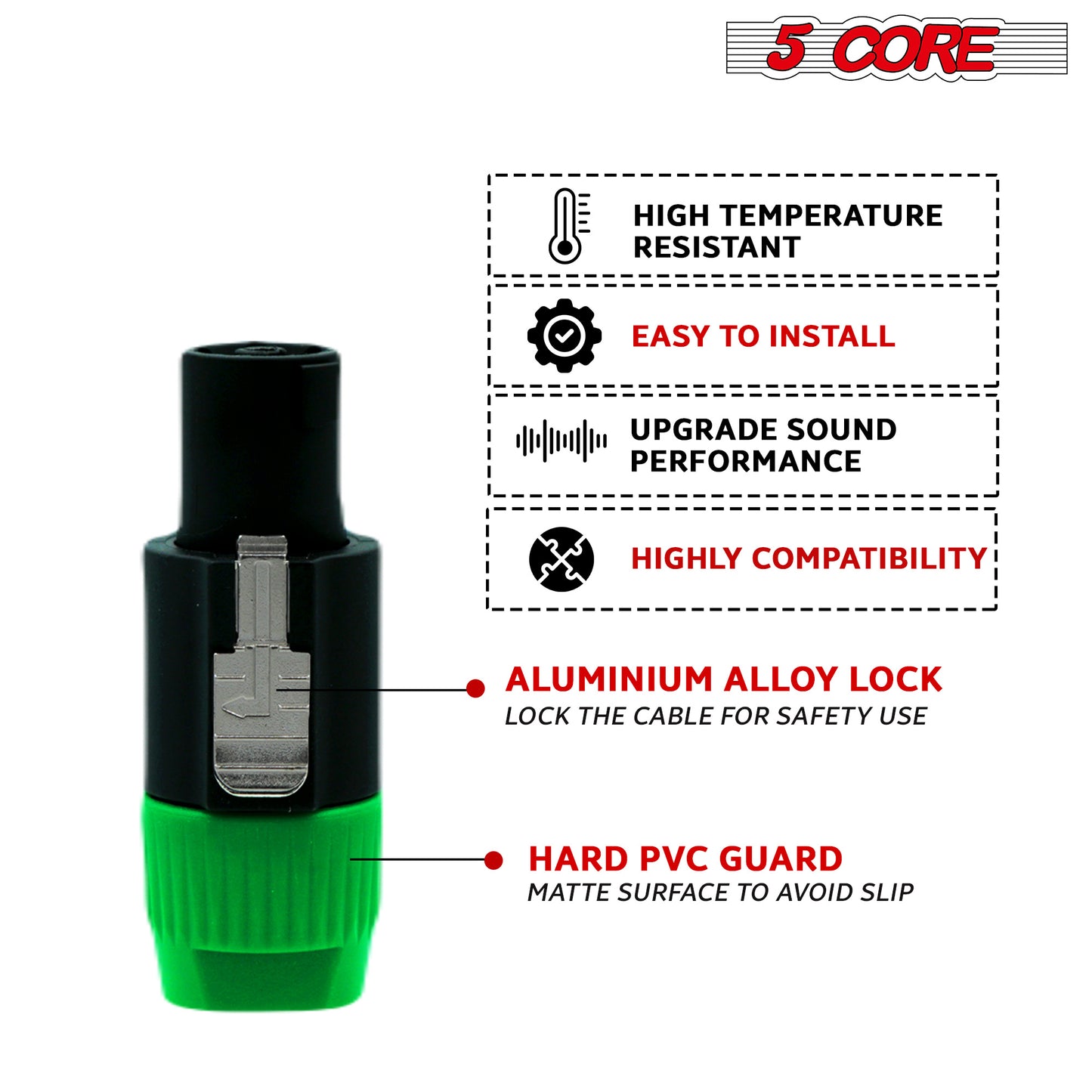5 Core Speakon Adapter 6 Pack • High Quality Audio Jack Male Audio Pin • Speaker Adapter Connector - SPKN BGO 6PK