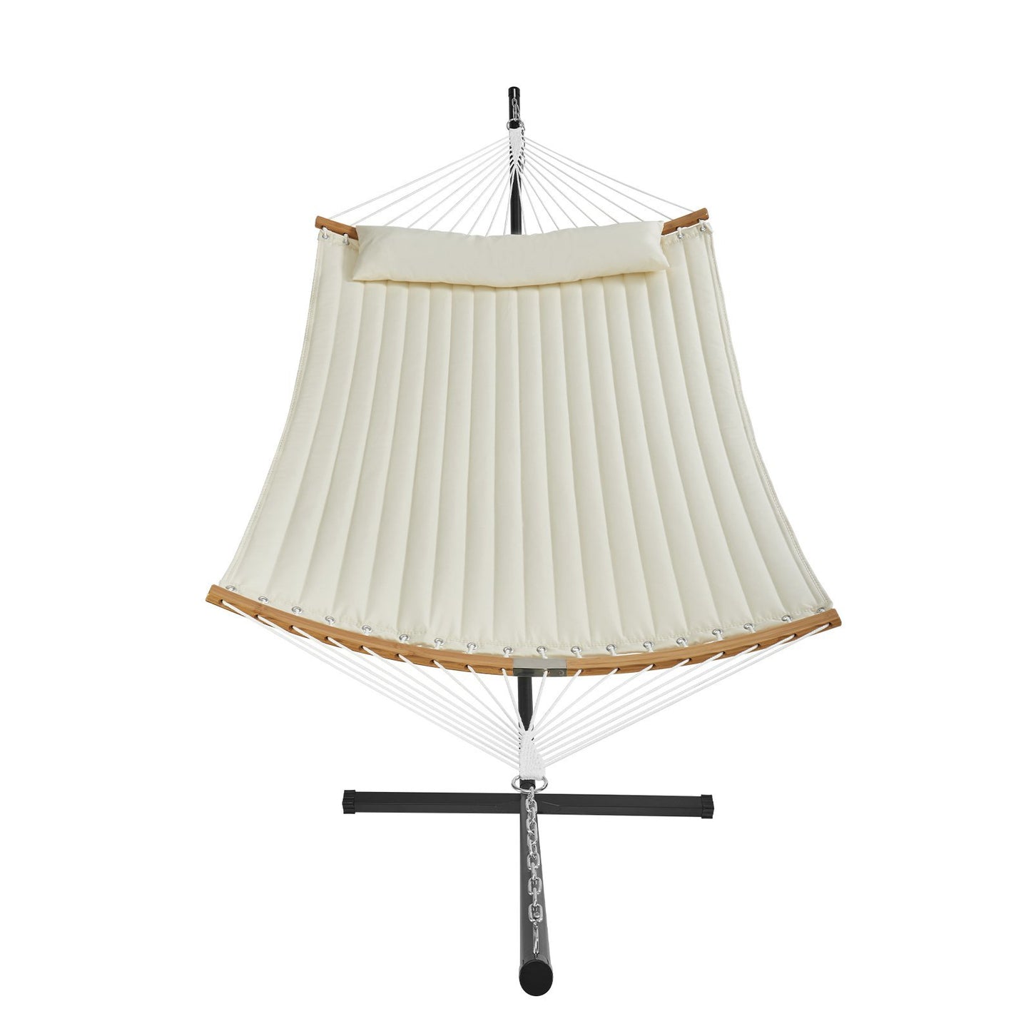 Double Quilted Fabric Hammock Two Person Hammock with Stand 480lb Capacity