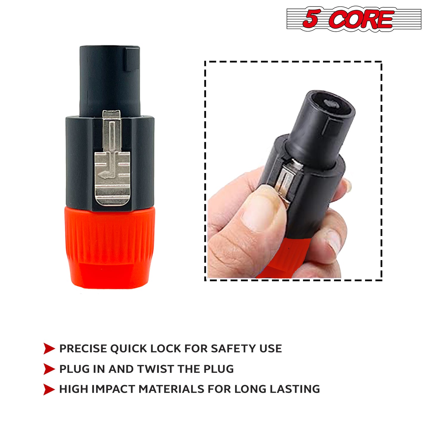 5 Core Speakon Adapter 6 Pack • High Quality Audio Jack Male Audio Pin • Speaker Adapter Connector - SPKN BGO 6PK