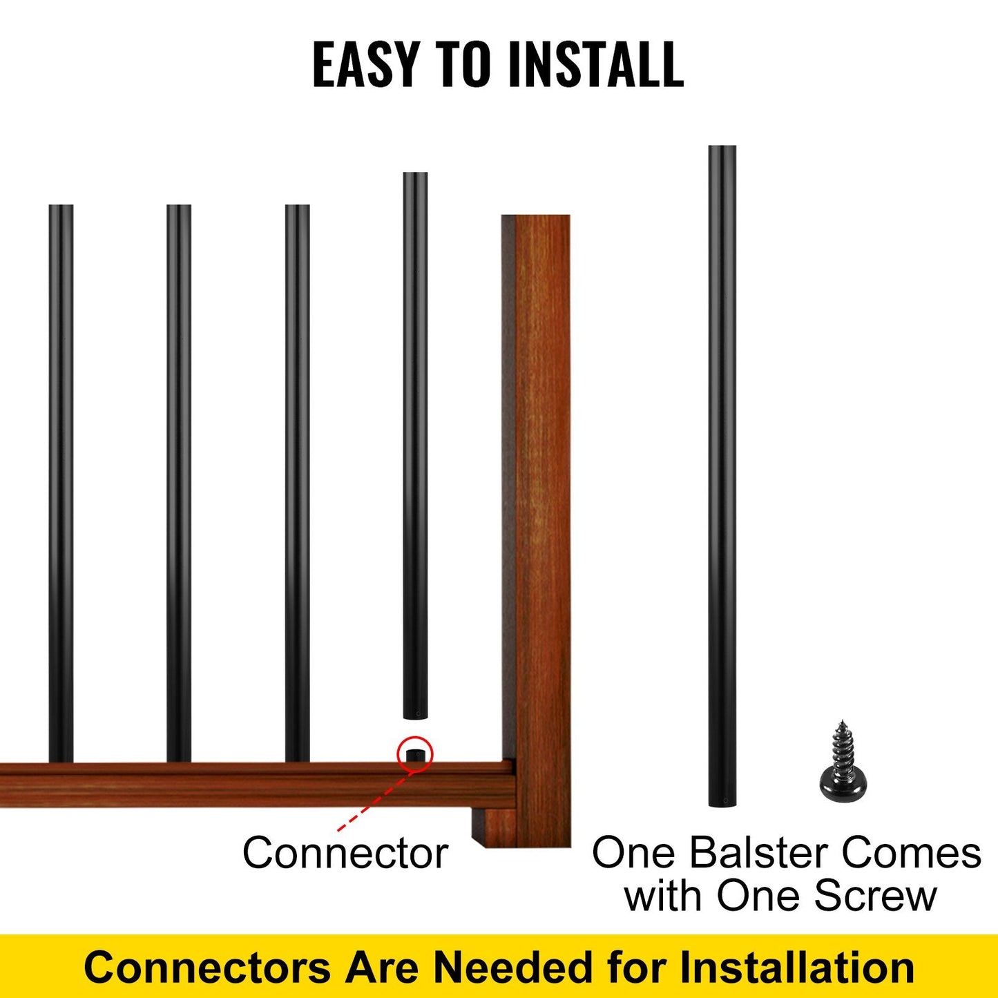 Deck Balusters, 51 Pack Metal Deck Spindles, 32"x0.75" Staircase Baluster with Screws, Aluminum Alloy Deck Railing for Wood and Composite Deck, Circle Baluster for Outdoor Stair Deck Porch