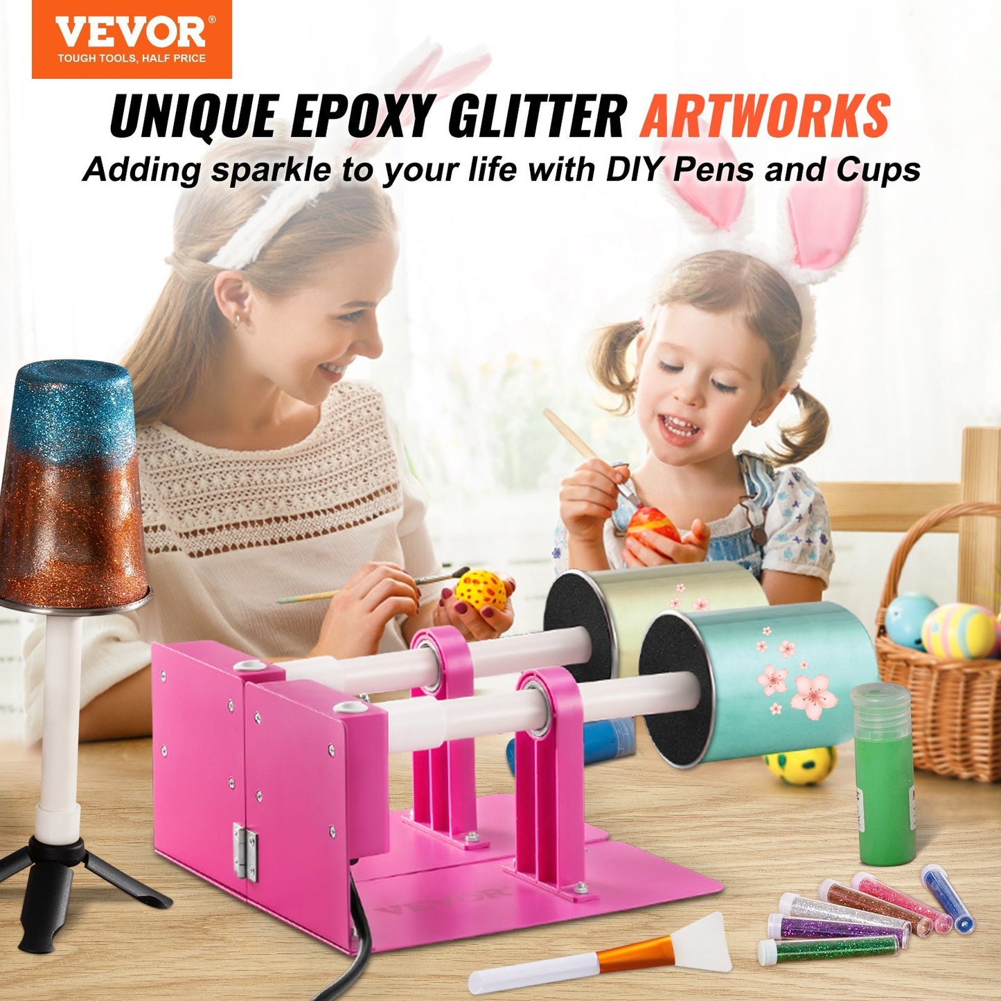 Double Cup Turner 2-Arm Pen Turner with Epoxy Resin Kit for Beginners DIY