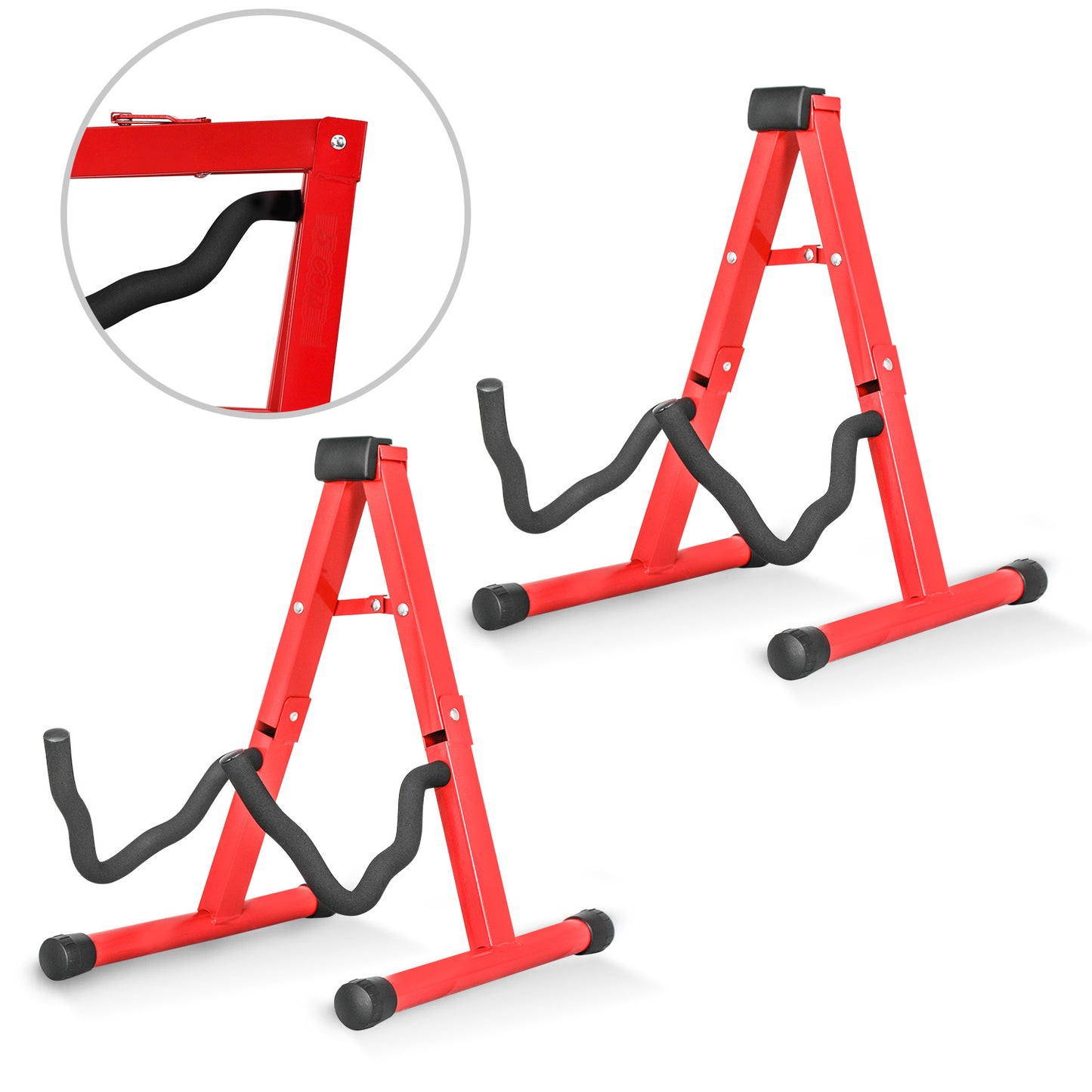5 Core Guitar Stand Floor Pair Adjustable Heavy Duty A Frame Universal Folding Acoustic Electric Bass Mandolin Banjo Violin Stands For On Stage Studio - GSS Red 2PCS