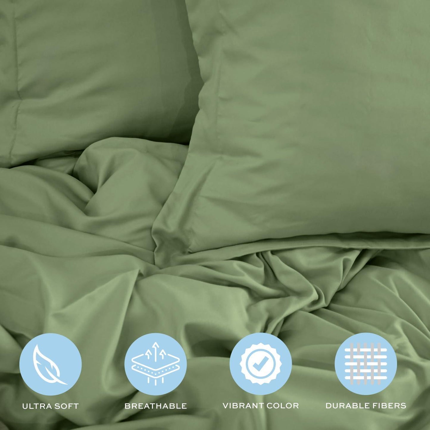 Sage Green Duvet Cover Queen Size Microfiber Duvet Cover with Zipper Duvet Cover Set with 2 Pillow Shams Luxury Soft Comforter Cover Queen Size 90 x 90 | Comforter Not Included