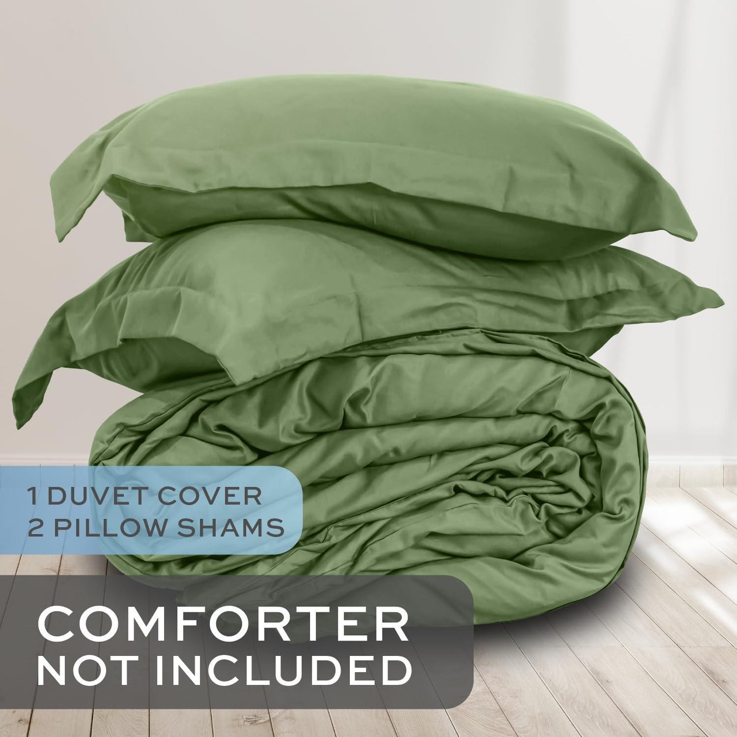 Sage Green Duvet Cover Queen Size Microfiber Duvet Cover with Zipper Duvet Cover Set with 2 Pillow Shams Luxury Soft Comforter Cover Queen Size 90 x 90 | Comforter Not Included