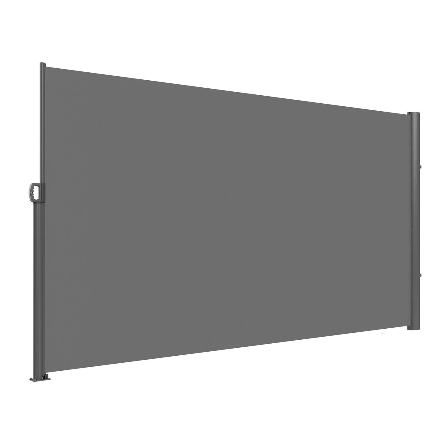 Retractable Side Awning, 63''x 118'' Full Aluminum Rust-Proof Outdoor Privacy Screen, Folding Room Divider Wind Screen for Patio Sun Shade, Backyard, Balcony, Roof Terraces and Pools, Gray