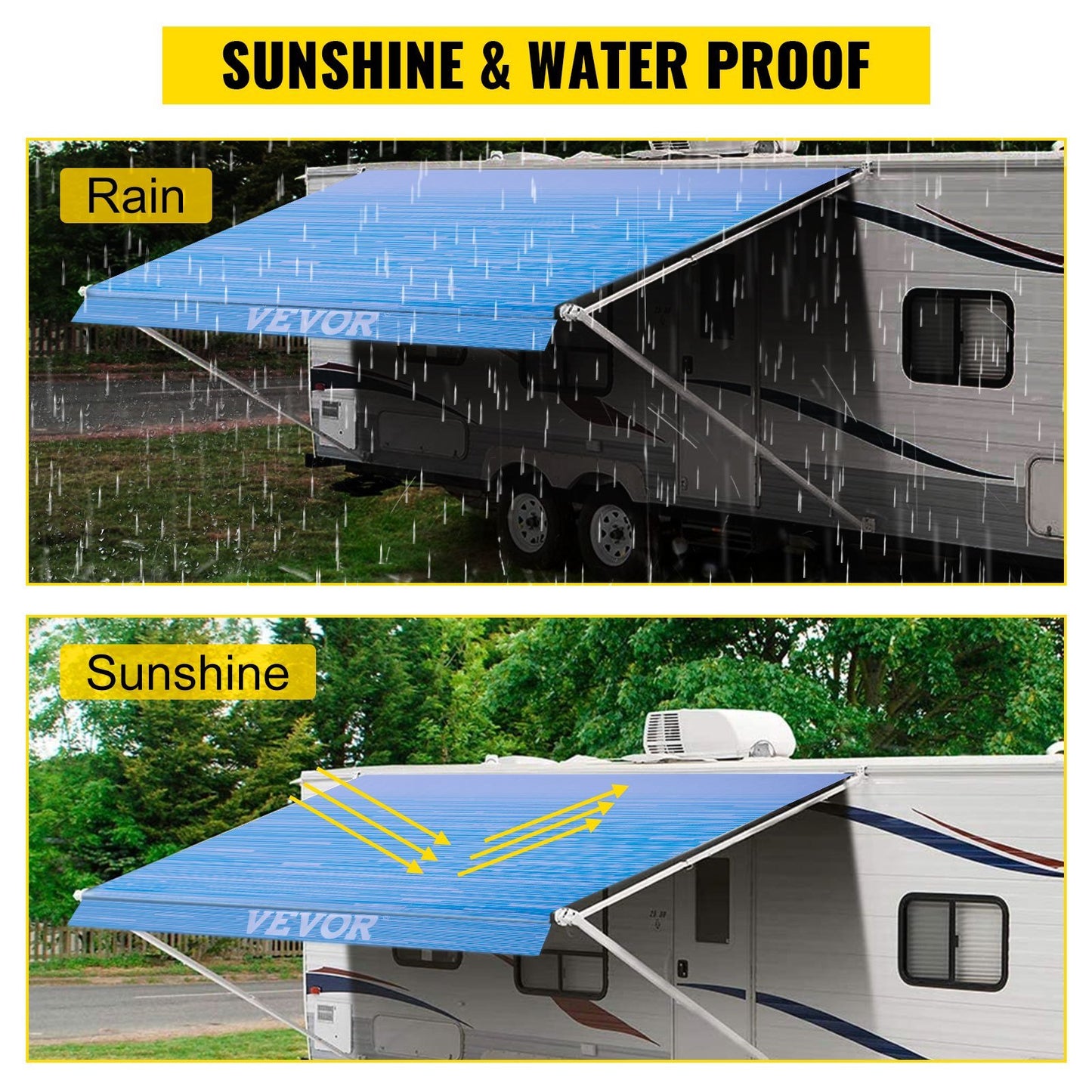 RV Awning 16' Camper Awning Fabric Ocean Blue Fade