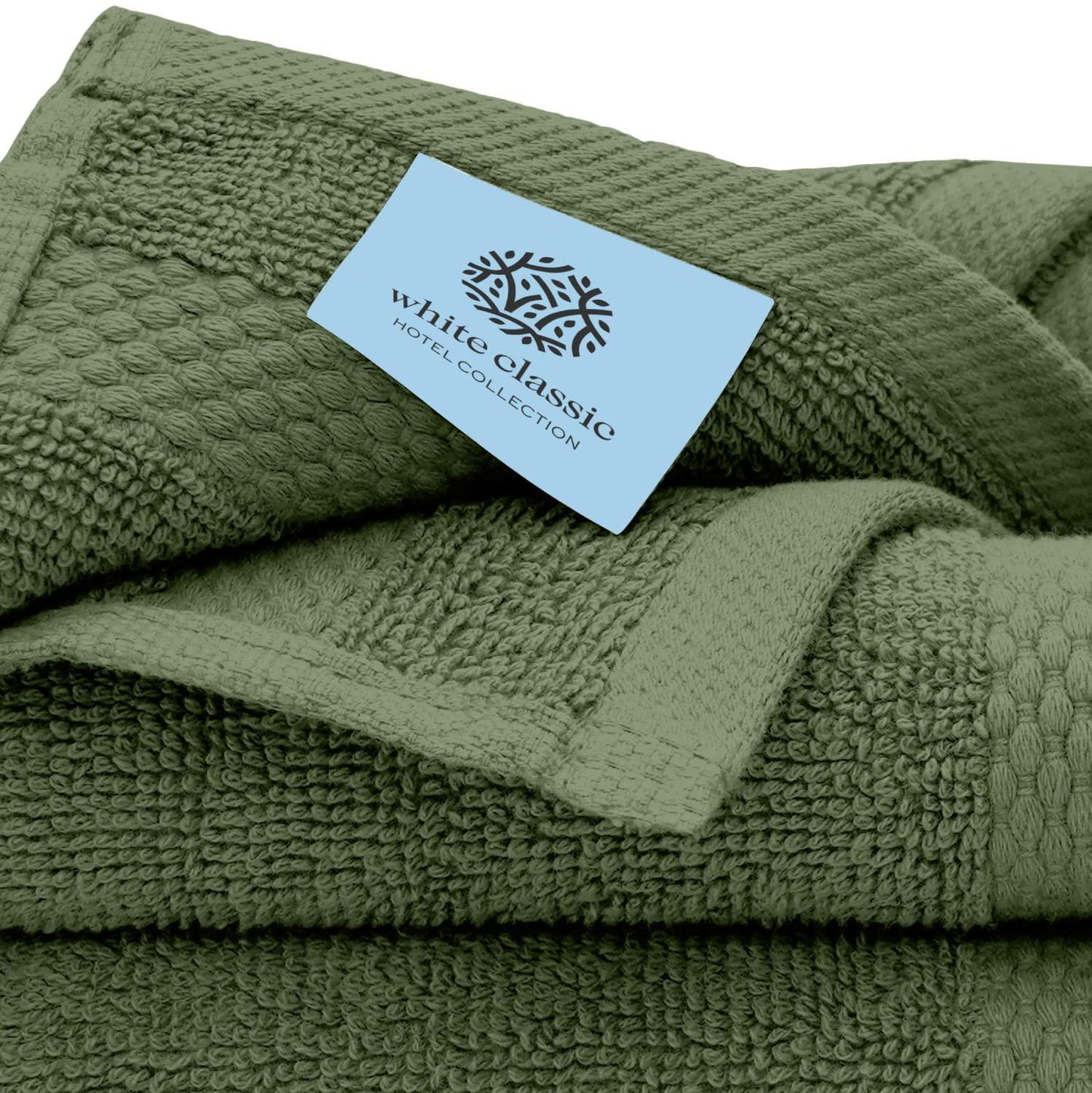 Luxury Washcloths for Bathroom Hotel Spa Kitchen 12 Pcs Set Circlet Egyptian Cotton Highly Absorbent Hotel Quality Face Towels 13x13 Inch Forest Green