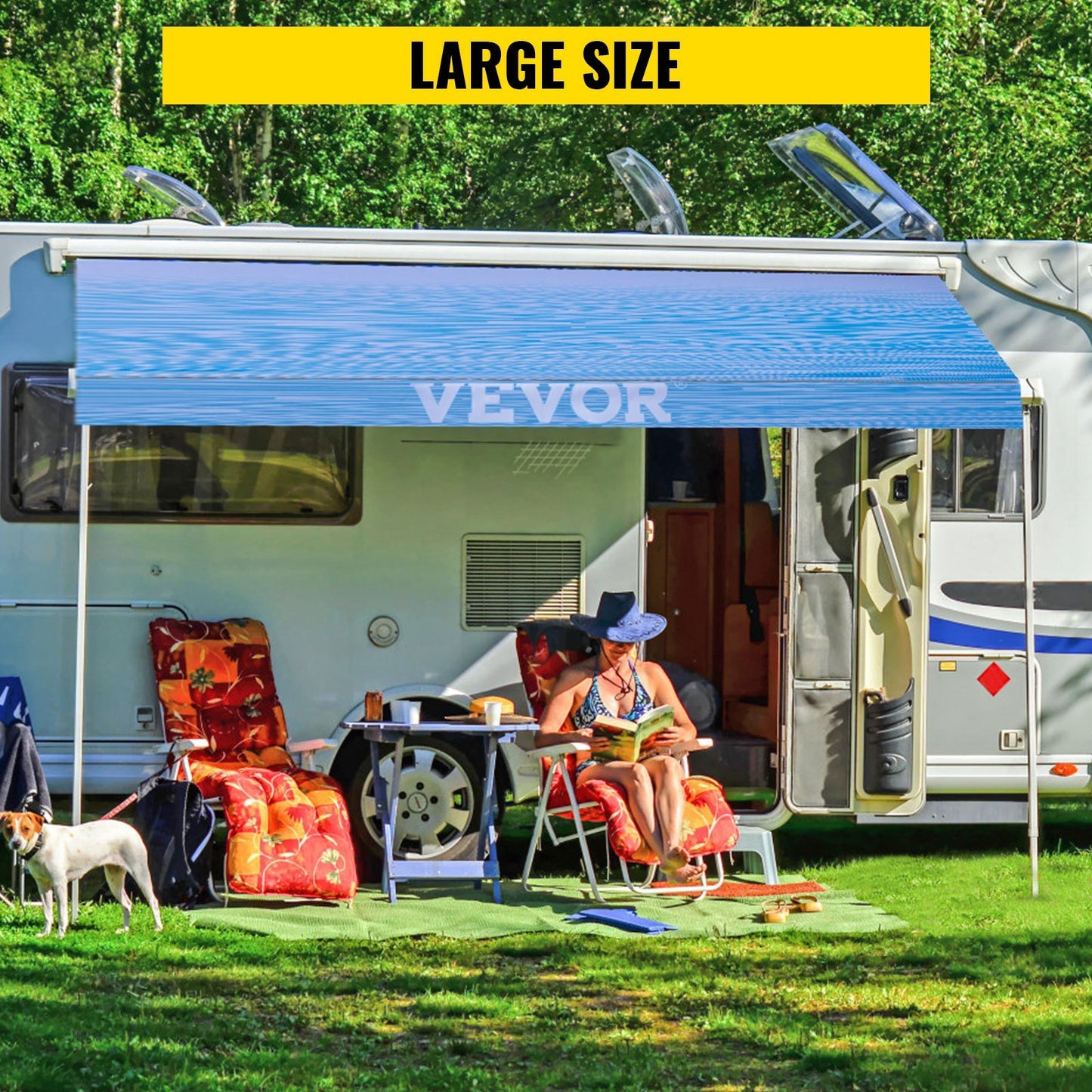 RV Awning 16' Camper Awning Fabric Ocean Blue Fade