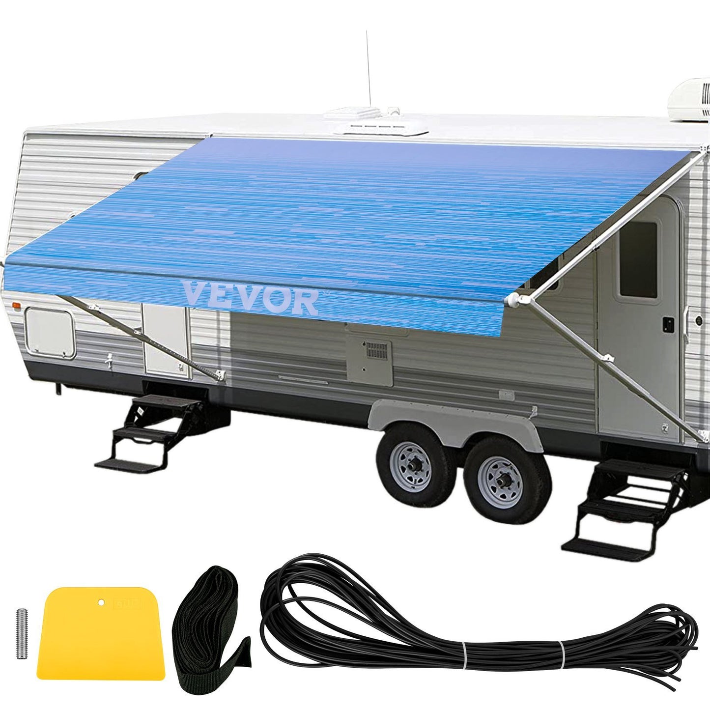 RV Awning 16' Camper Awning Fabric Ocean Blue Fade