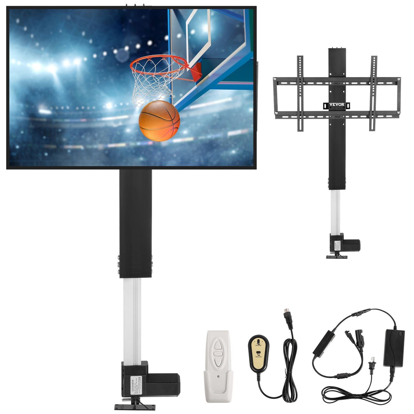 Motorized TV Lift Stroke Length 28 Inches Motorized TV Mount Fit for Max.50 Inch TV Lift with Remote Control Height Adjustable 38-65 Inch,Load Capacity 132 Lbs