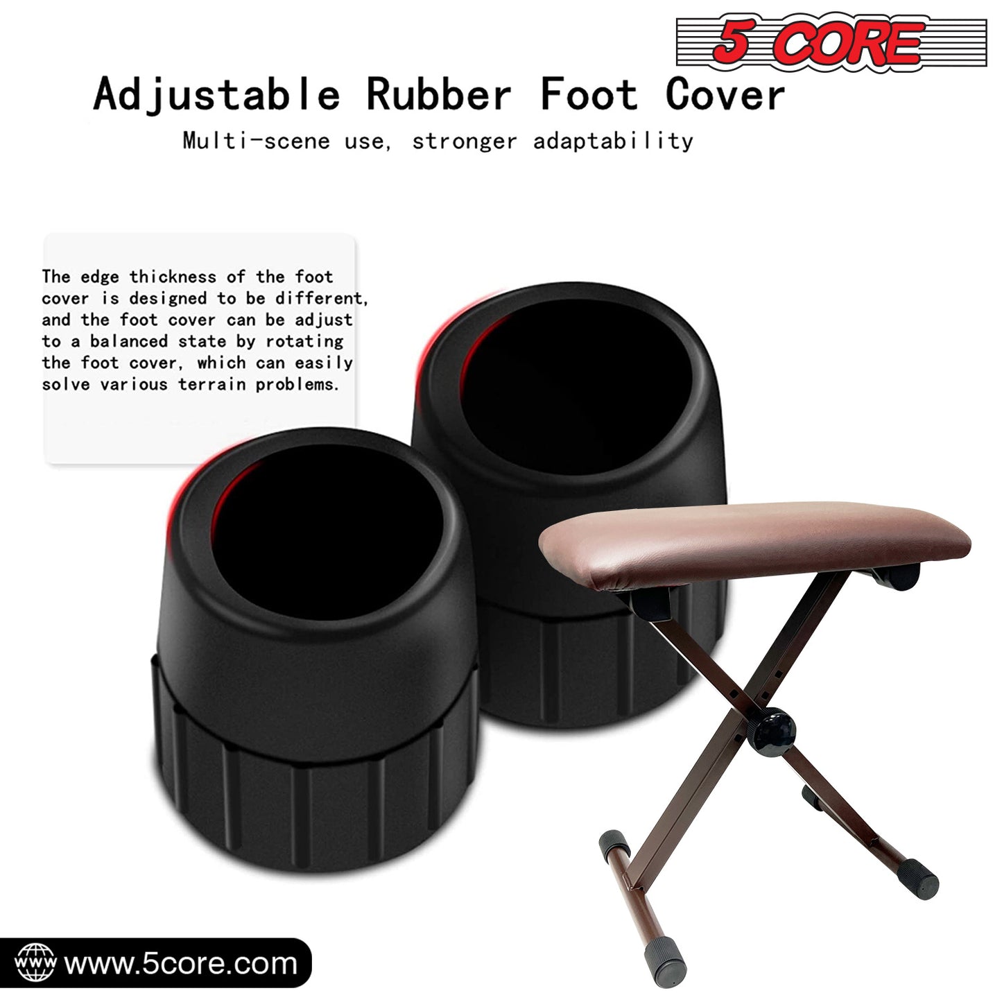 5 Core Keyboard Bench X Style Piano Stool Thick Padded Seat 16.3 to 19.6 inch Adjustable Keyboards Chair Brown - KBB 02 BR