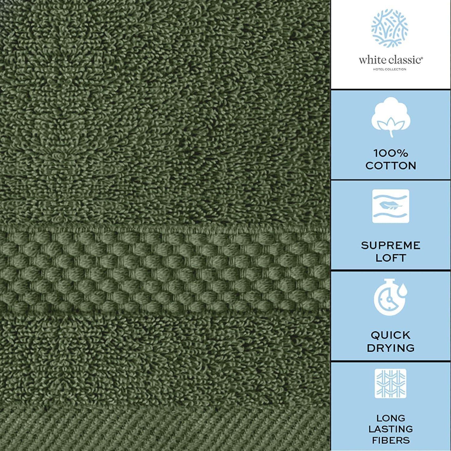 Luxury Washcloths for Bathroom Hotel Spa Kitchen 12 Pcs Set Circlet Egyptian Cotton Highly Absorbent Hotel Quality Face Towels 13x13 Inch Forest Green