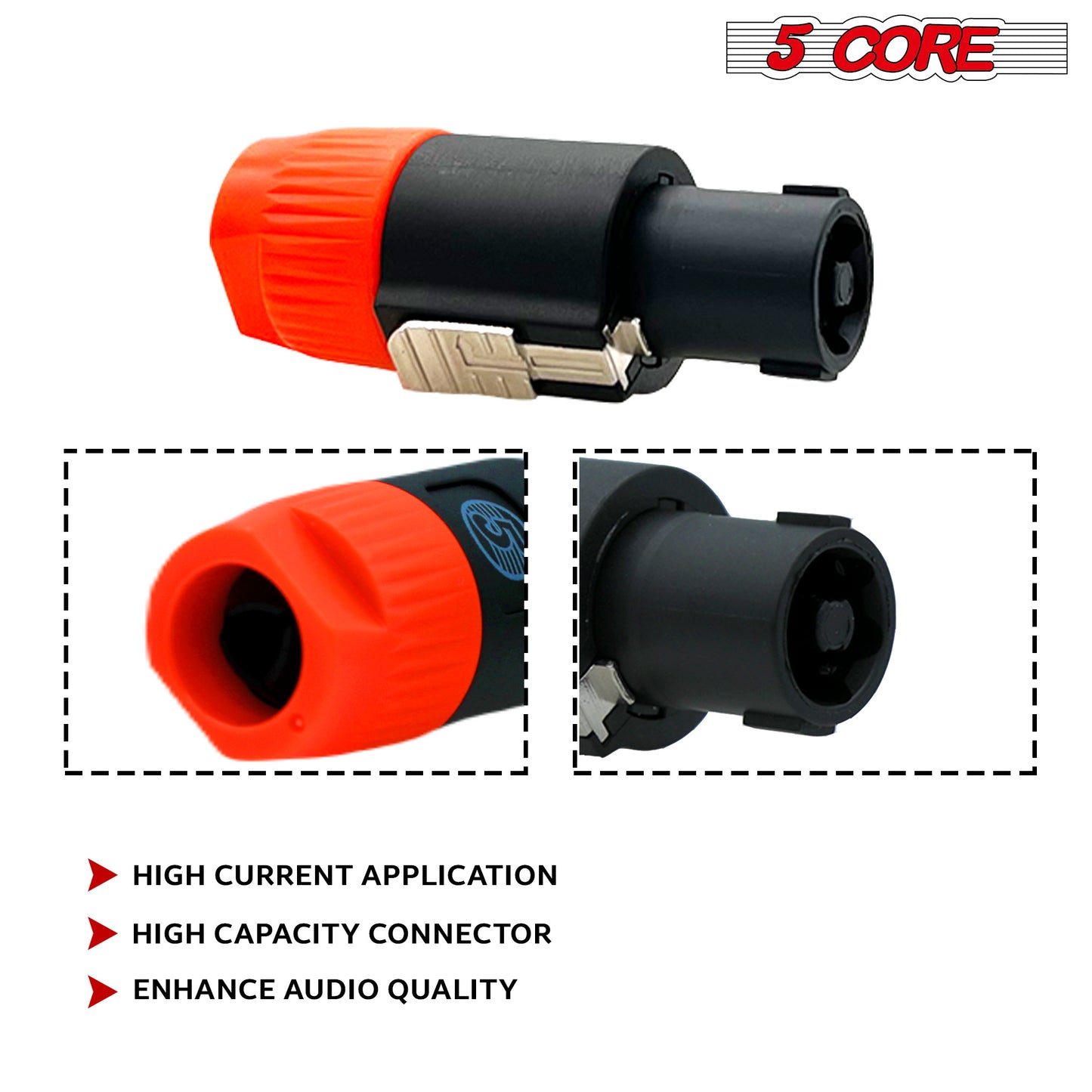 5 Core Speakon Adapter 6 Pack • High Quality Audio Jack Male Audio Pin • Speaker Adapter Connector - SPKN BGO 6PK