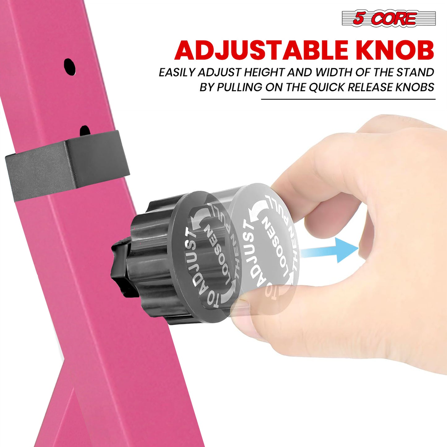 5 Core Keyboard Stand Z Style Height Width Adjustable Portable Heavy Duty Electric Piano Stands - PINK - KS Z1 BPNK HD