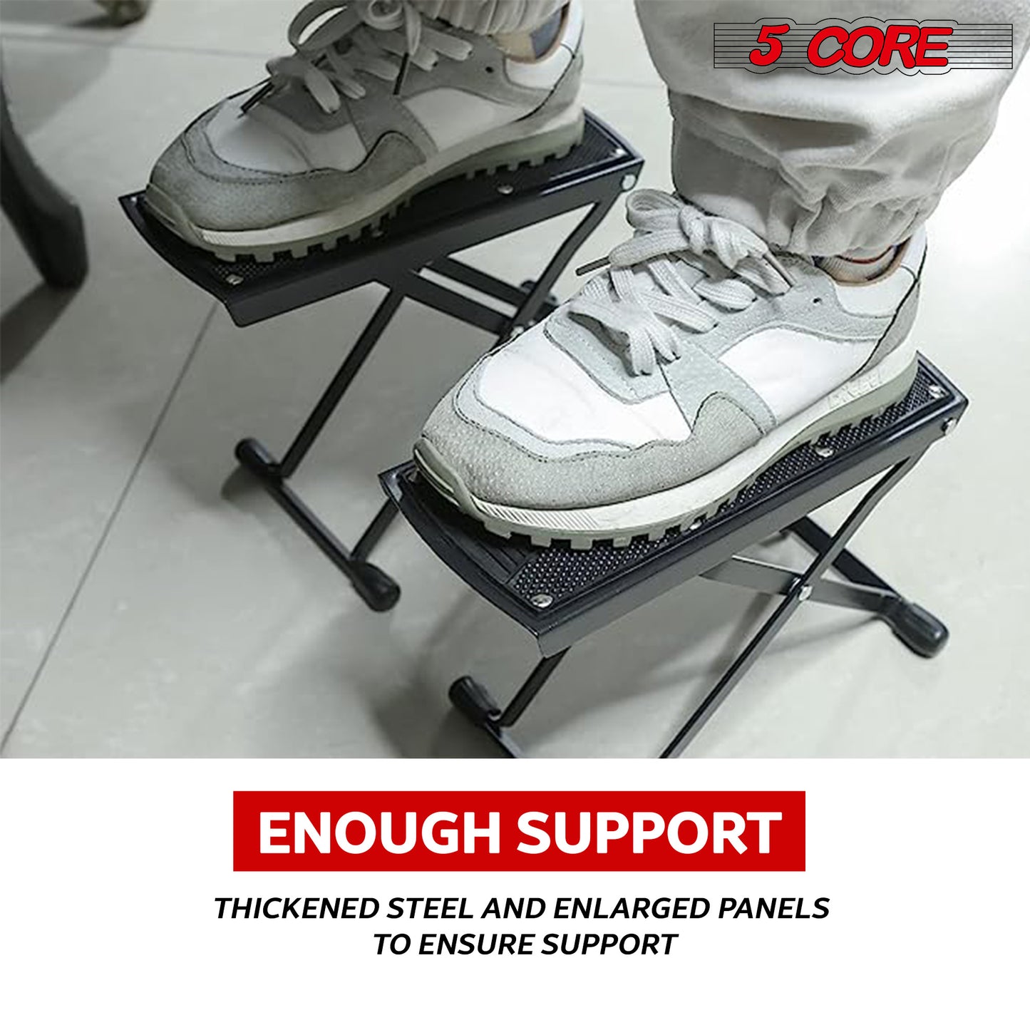 5 Core Guitar Foot Stool Height Adjustable Folding Leg Rest Portable Classical Footrest - GFS WHTE