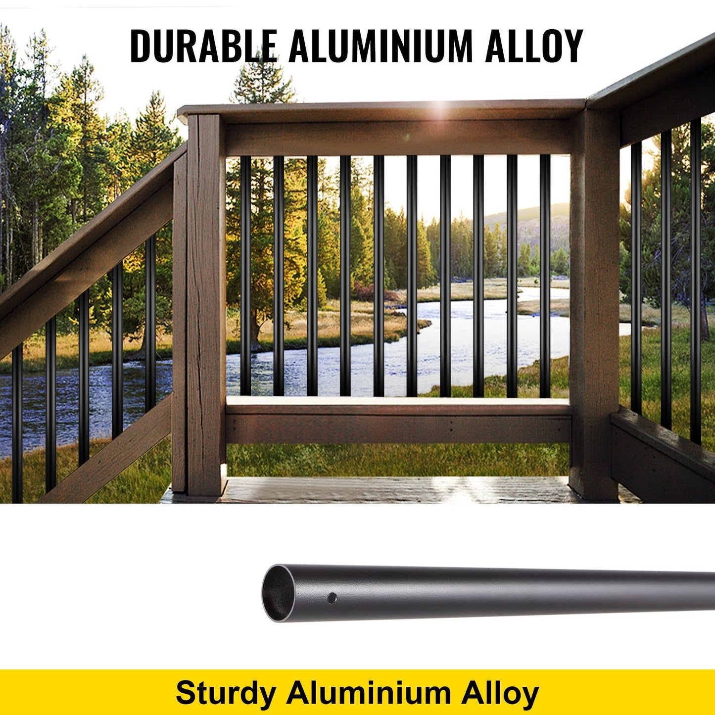 Deck Balusters, 51 Pack Metal Deck Spindles, 32"x0.75" Staircase Baluster with Screws, Aluminum Alloy Deck Railing for Wood and Composite Deck, Circle Baluster for Outdoor Stair Deck Porch