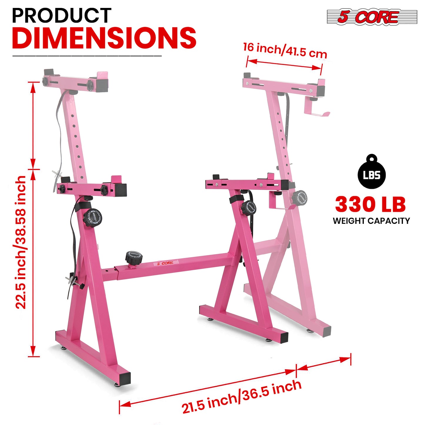 5 Core Keyboard Stand Z Style Height Width Adjustable Portable Heavy Duty Electric Piano Stands - PINK - KS Z1 BPNK HD