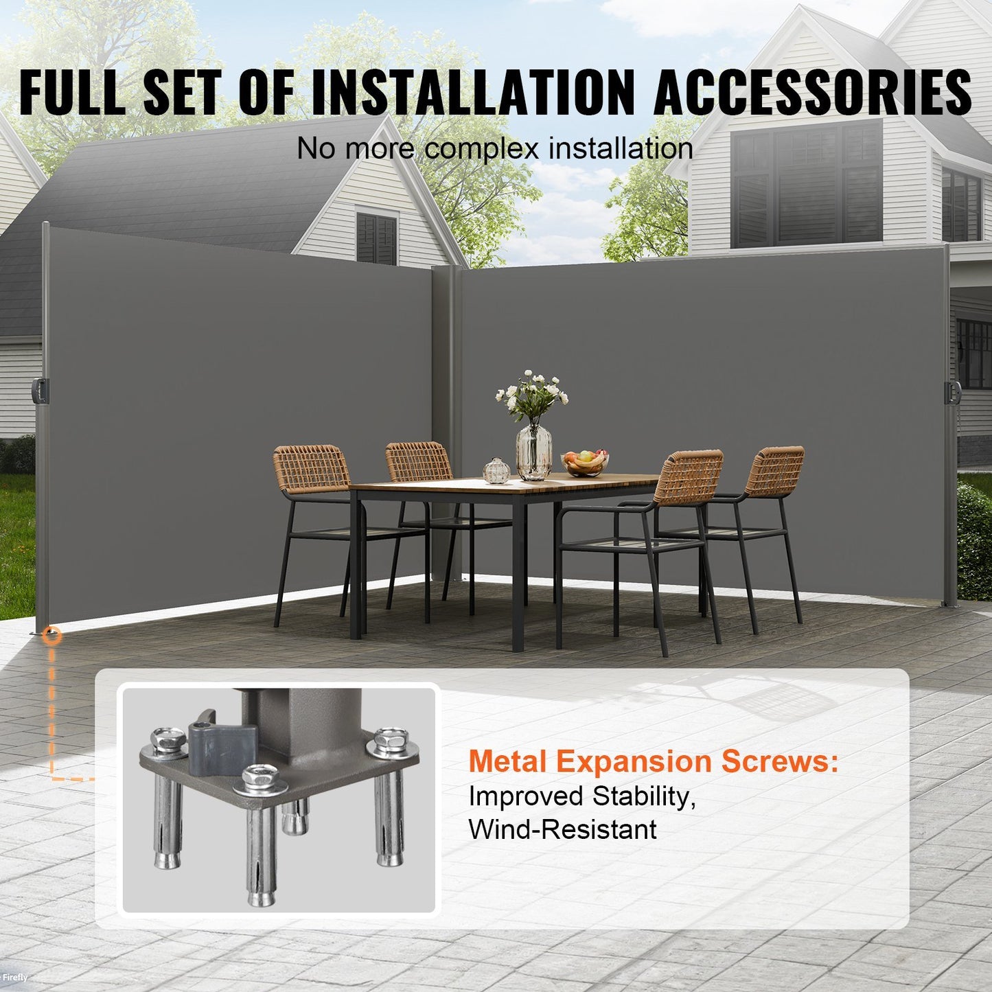Retractable Side Awning, 71''x 236'' Full Aluminum Rust-Proof Patio Sunshine Screen, Outdoor Privacy Divider & Wind Screen, Works for Courtyard, Balcony, Roof Terraces and Pools, Gray