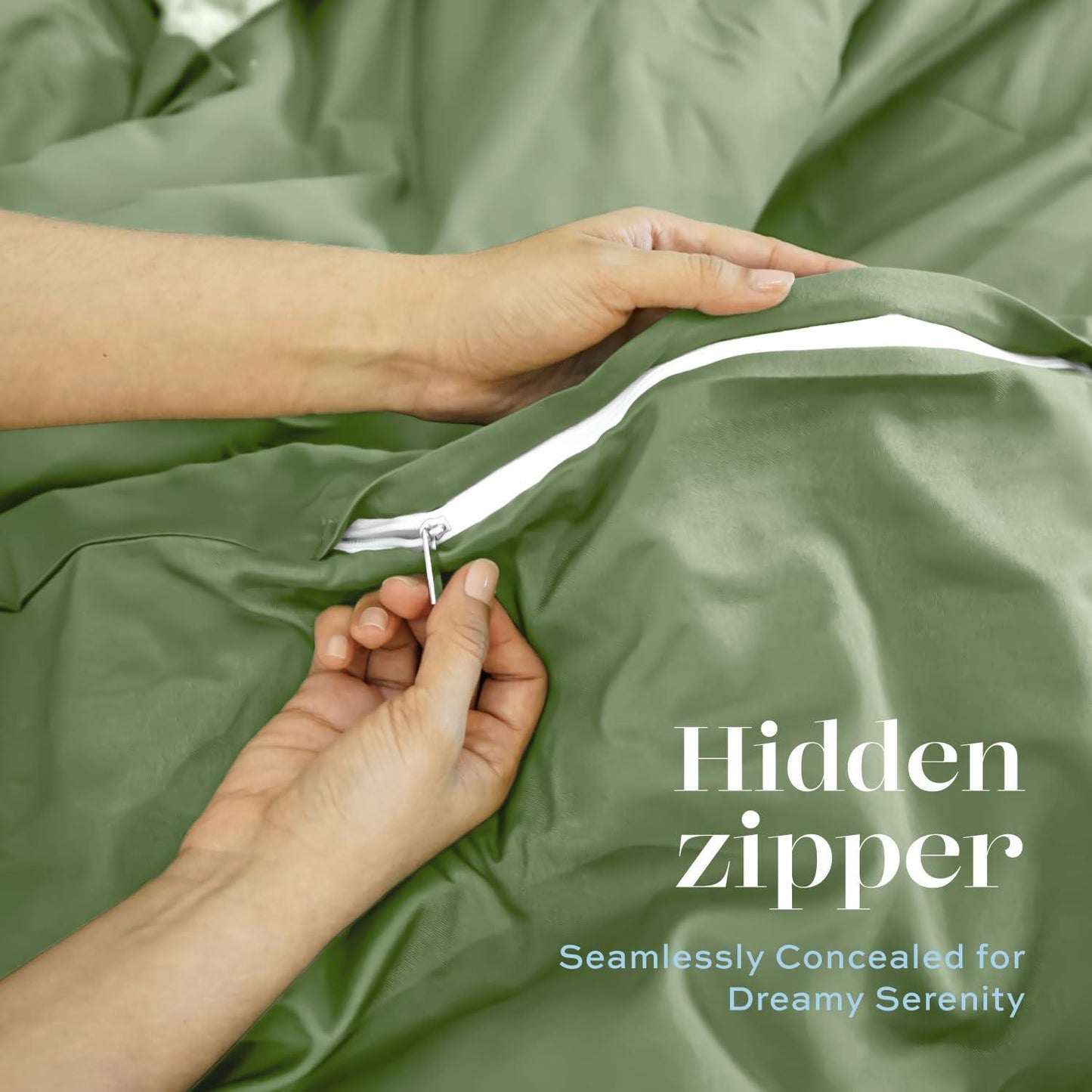 Sage Green Duvet Cover Queen Size Microfiber Duvet Cover with Zipper Duvet Cover Set with 2 Pillow Shams Luxury Soft Comforter Cover Queen Size 90 x 90 | Comforter Not Included