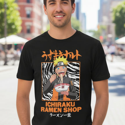 Bioworld Naruto Shippuden Mens Black Anime Shirt Ichiraku Ramen Shop Large