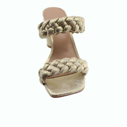 Women Sandals Heeled Double Strap Sandals Size 6.5 Gold