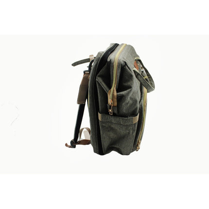 Woomada Gray Diaper Bag Backpack with Fold Out Changing Station and Pacifier Pod