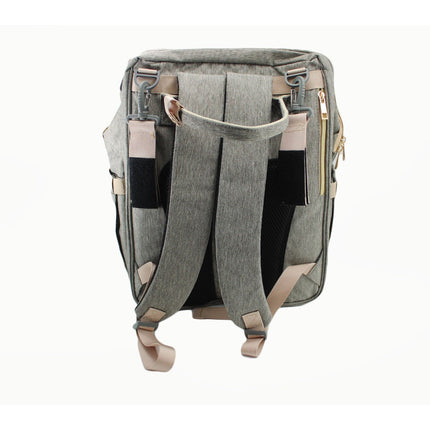 Woomada Gray Diaper Bag Backpack with Fold Out Changing Station and Pacifier Pod