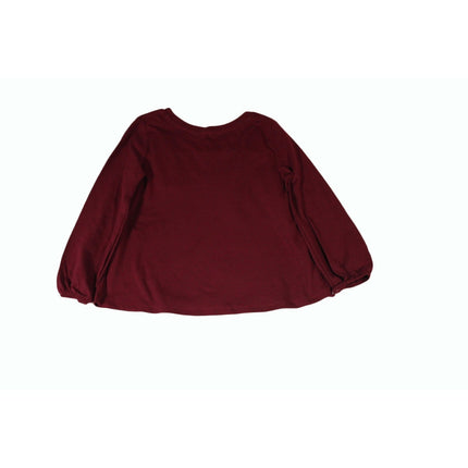 Toddler Girls Top Cat &  Jack Burgundy Long Sleeve Eyelet Lace Ruffle Size 4T