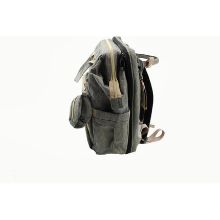 Woomada Gray Diaper Bag Backpack with Fold Out Changing Station and Pacifier Pod