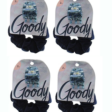Hair Scrunchie Goody Forever Scrunchie & Claw Clip Bundle Navy 4 Pack