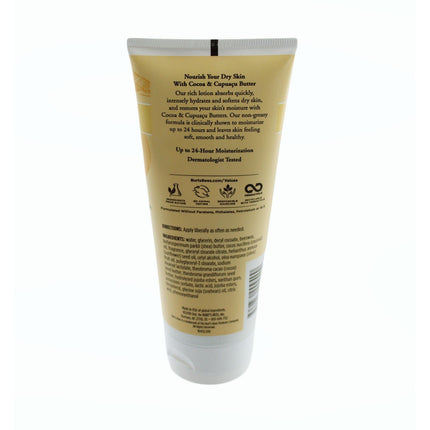 Burts Bees Body Lotion Dry Skin Cocoa Cupuacu Butter 6 oz Up to 24 Hour Moisture