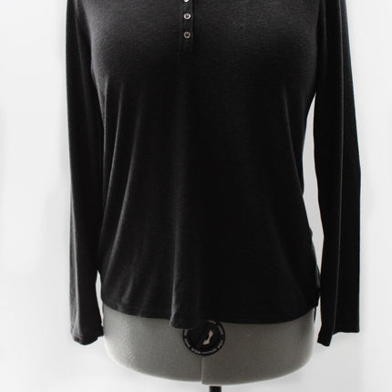New Directions Intimate Women Long Sleeve Pajama Top Size M Black