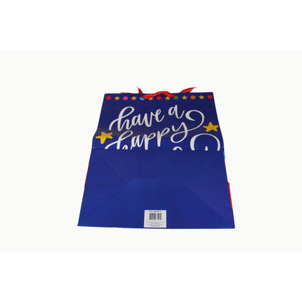 Set of 3 Large Happy Birthday Gift Bags Red Multi Color Lettering 19x15