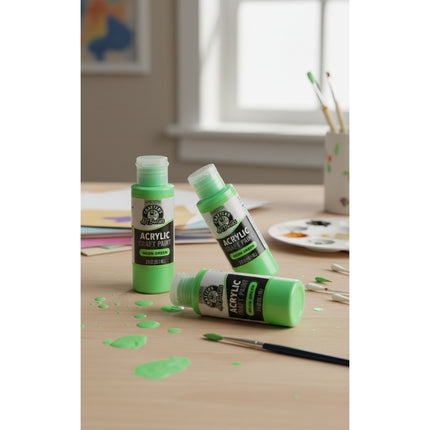 3 pcs ArtSkills Crafters Closet Neon Green Acrylic Craft Paint 2oz PA-8794
