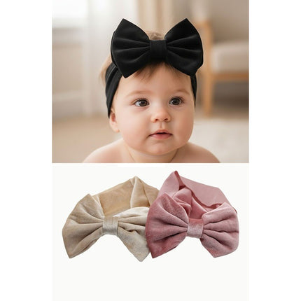Hair Bow Kiszu 3 Pack 5 Inch Baby Girl Bow Headbands Velvet Stretchy