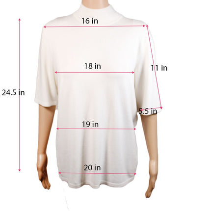 Women Top EP Modern by Evan-Picone Womens Elbow Sleeve Mock Neck Top SZ L Beige