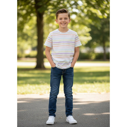 Art Class Boys Multi-Color Striped Short Sleeve T-Shirt Gray Size M 8/10