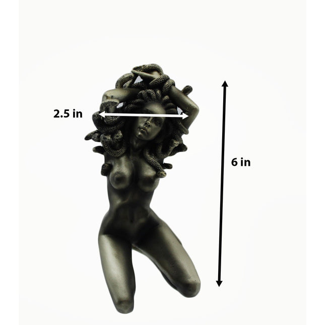 Medusa Gorgon Statue Bronze Finish Mythological Nude Figurine 6 Inch Decor