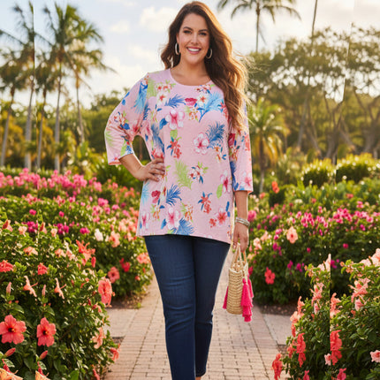 Women Top Jm Collection Plus Size Floral Jacquard Top Size OX