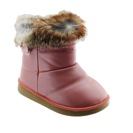 Toddler Boots Unbranded Faux Fur Lined Bootie Size 27 (10.5) Coral