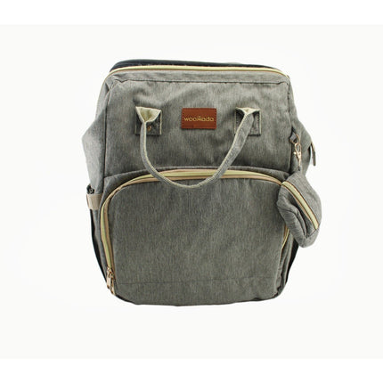 Woomada Gray Diaper Bag Backpack with Fold Out Changing Station and Pacifier Pod