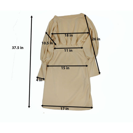 Women Dress Unbranded Women Crew Neck Balloon Sleeve  A Line Dress Size M Tan