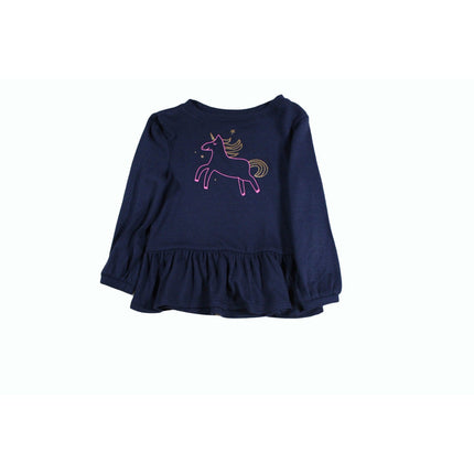 Cat & Jack Toddler Girls Unicorn Design Long Sleeve Tee Size 18M Blue
